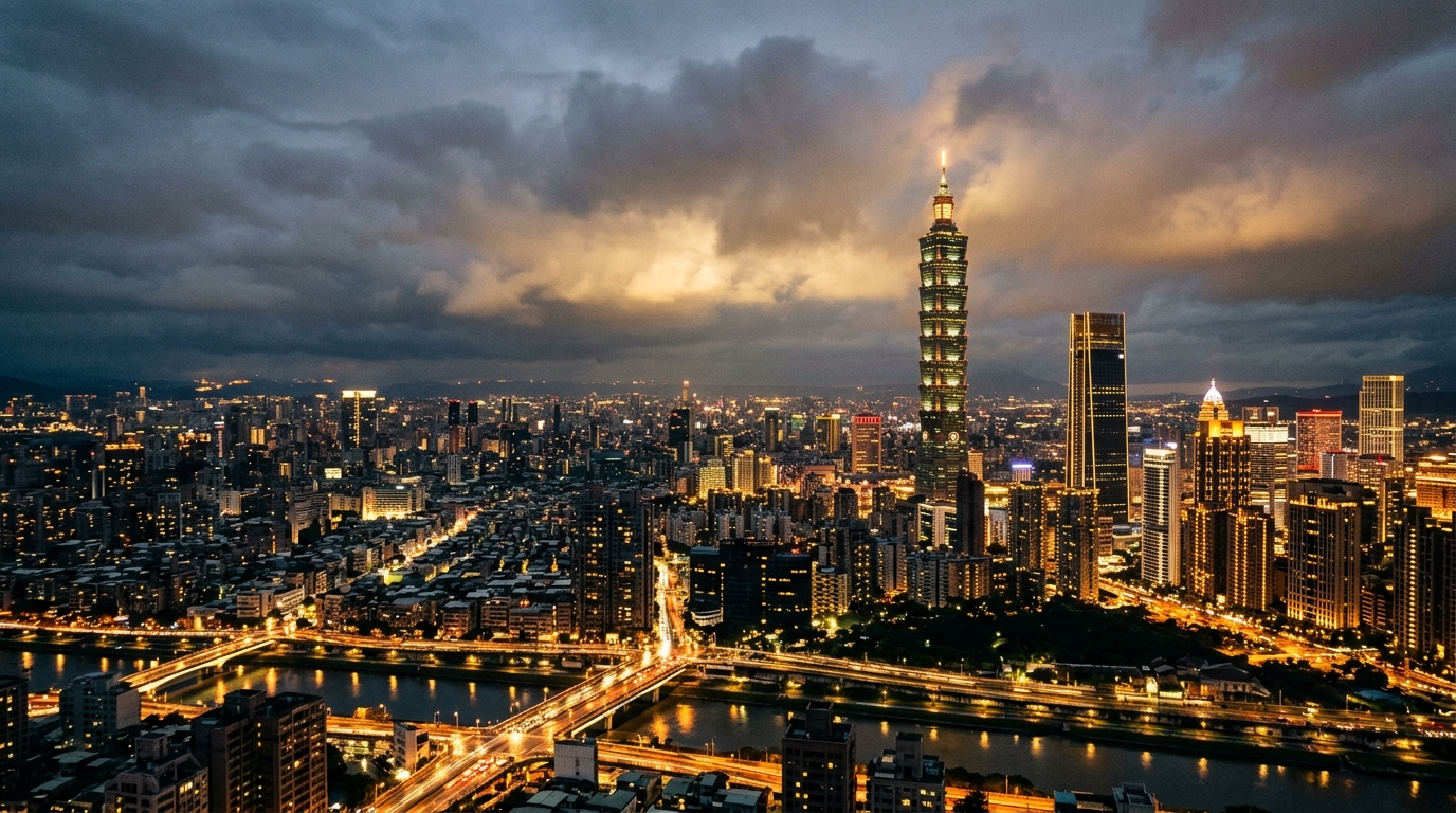 Skyline de Taipei avec la tour Taipei 101 illuminée