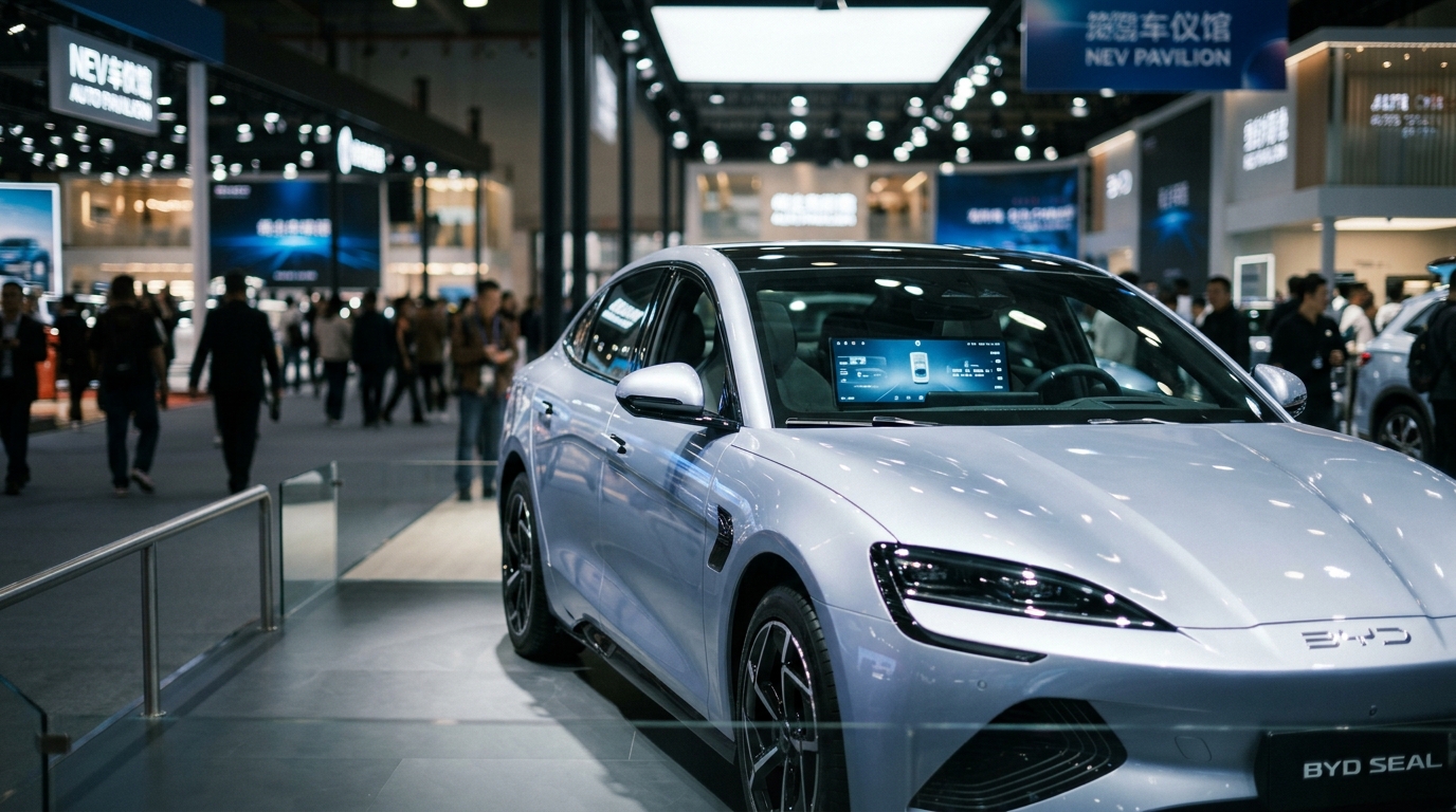 Véhicule électrique chinois exposé au salon de Pékin