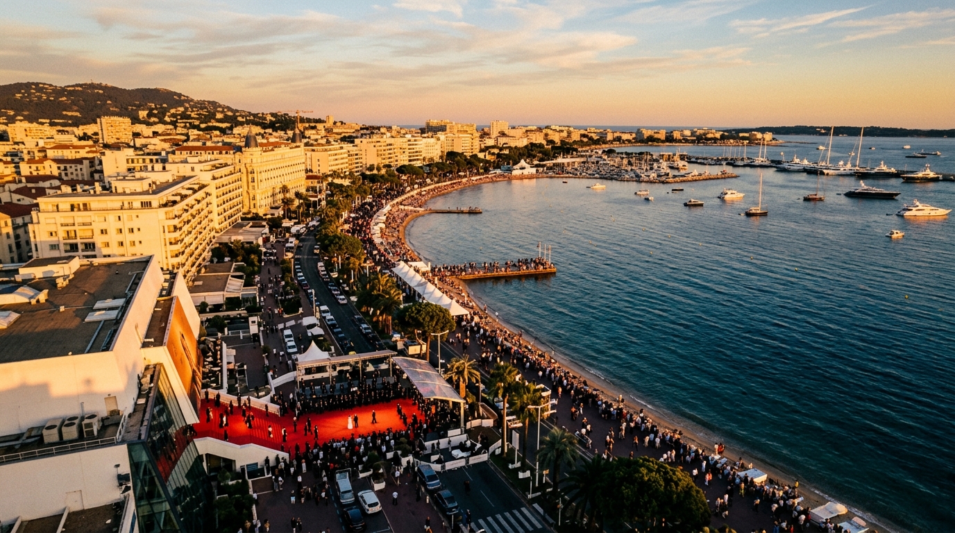Vue aérienne de la Croisette lors du Festival de Cannes