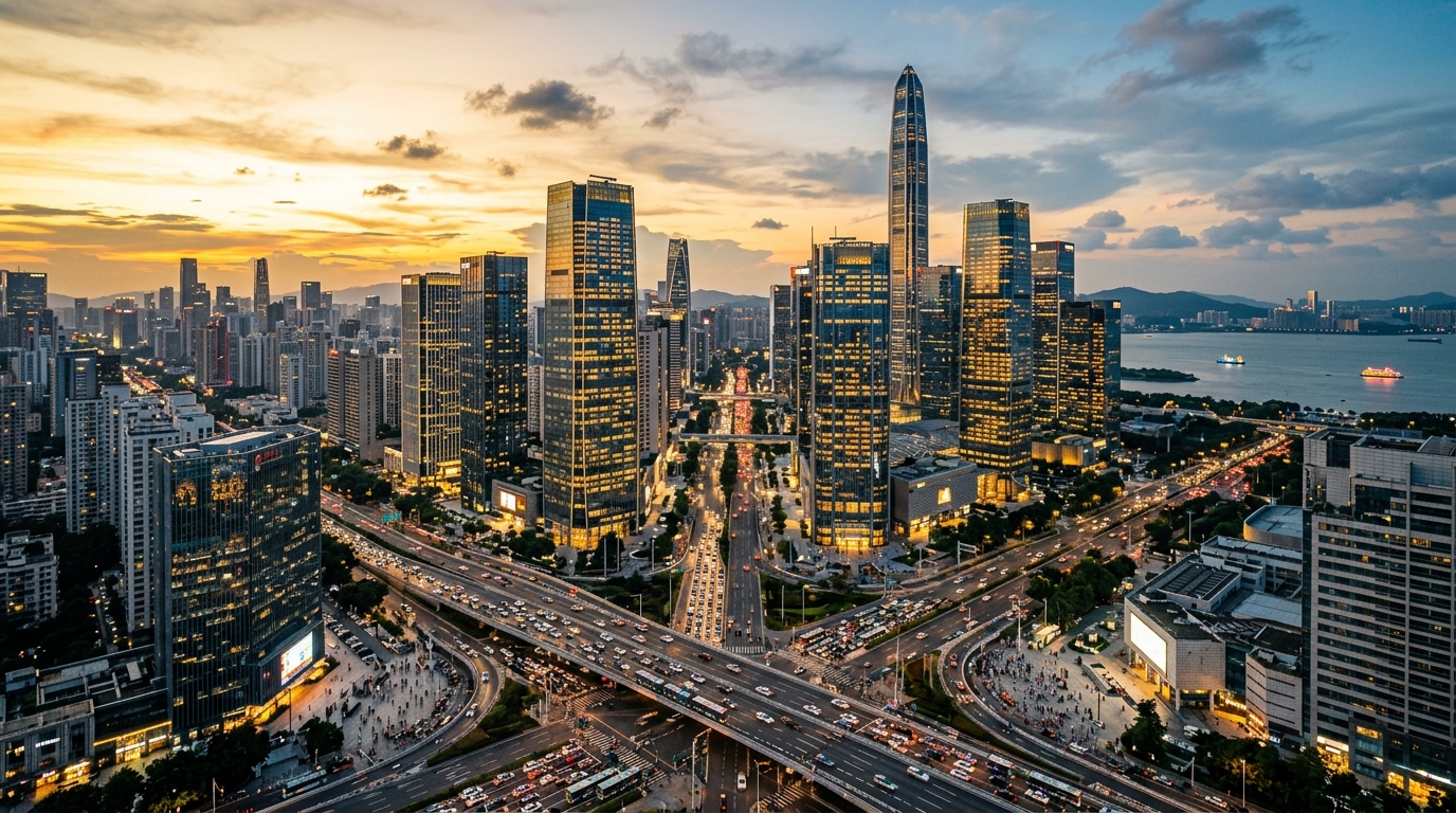 Vue aérienne du centre-ville de Hangzhou, pôle technologique chinois