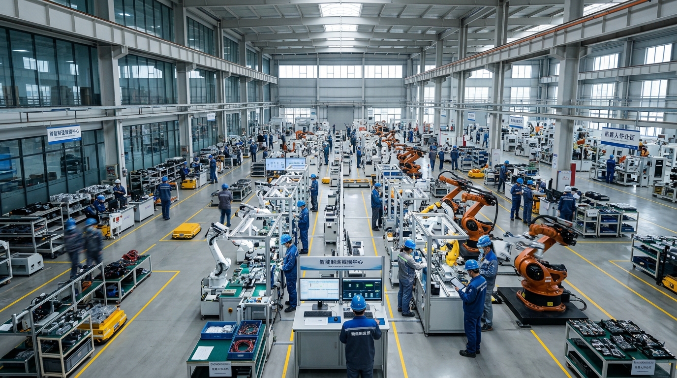 Vue intérieure d'une usine de collecte de données robotiques en Chine