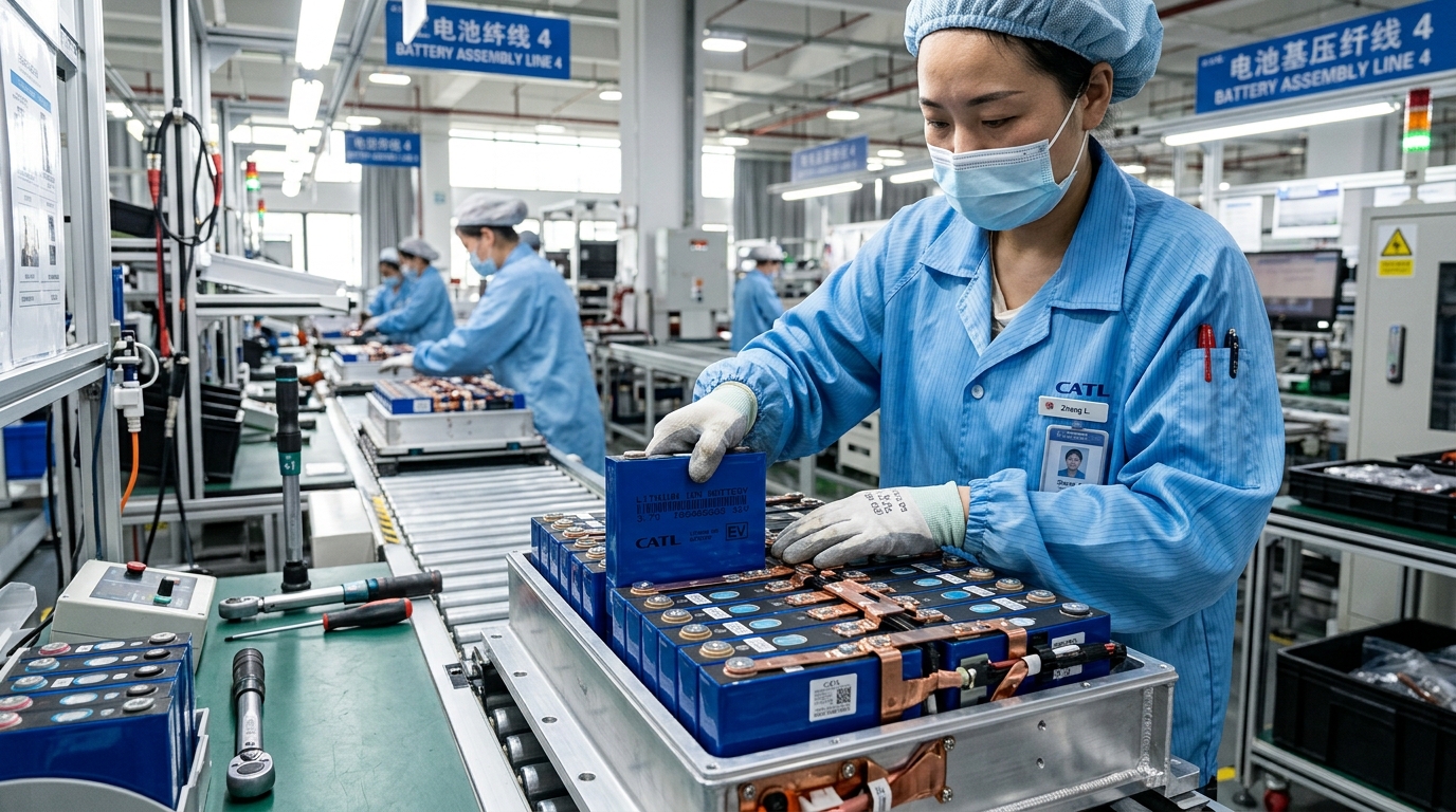 Assemblage de batteries pour véhicules électriques dans une usine chinoise