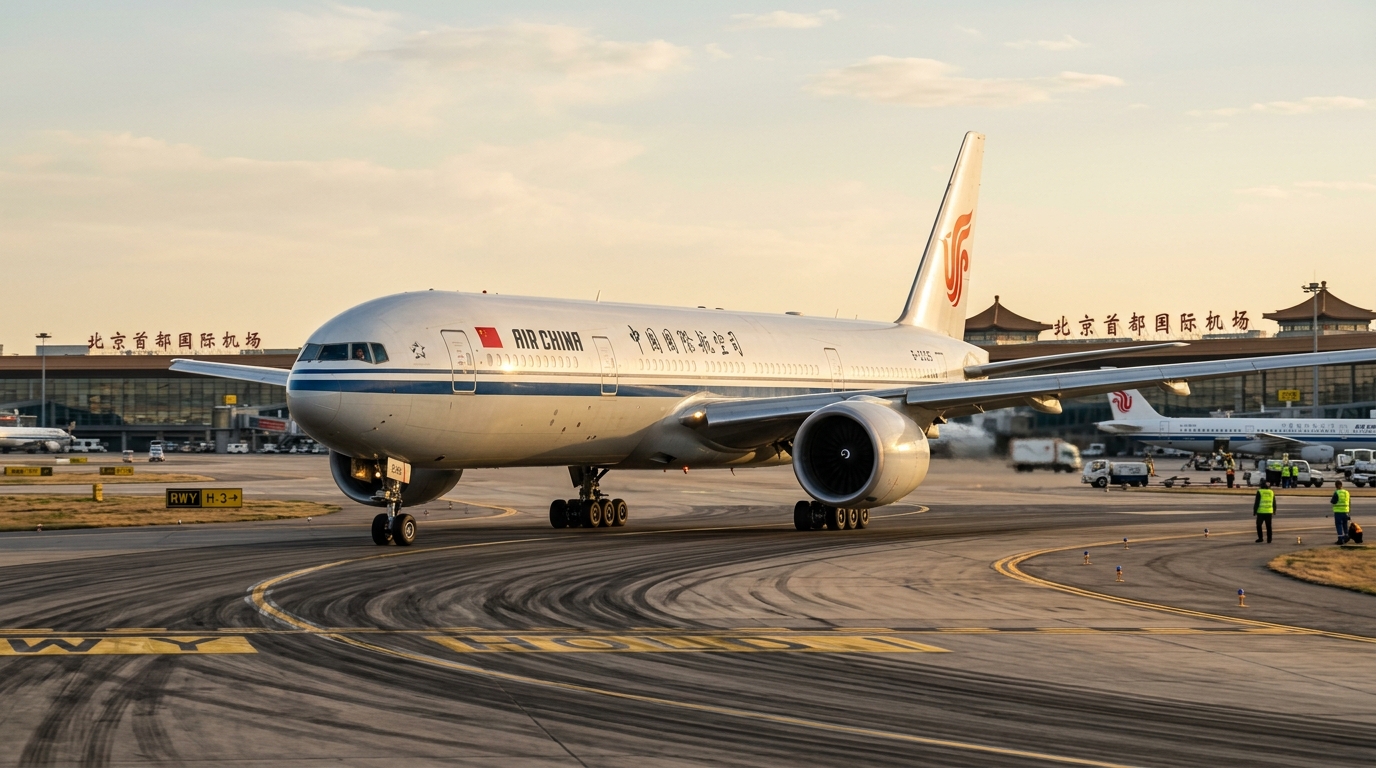 Avion Boeing sur le tarmac d'un aéroport chinois
