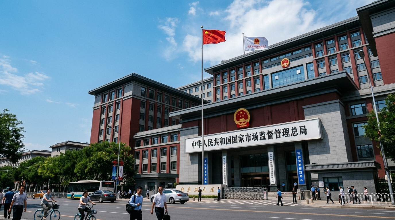Bâtiment d'une autorité réglementaire chinoise sous ciel bleu
