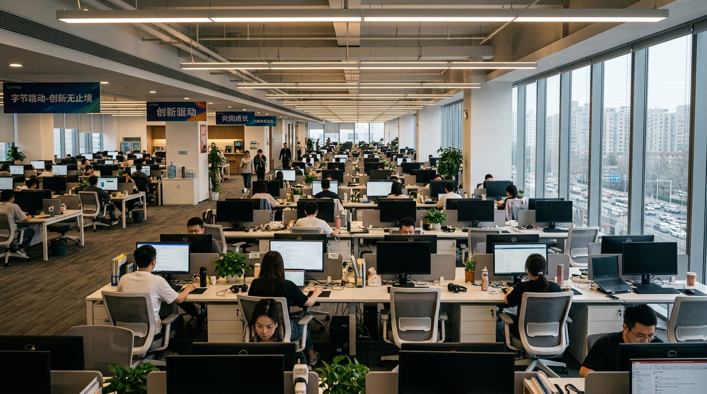 Bureaux vides dans une entreprise tech chinoise