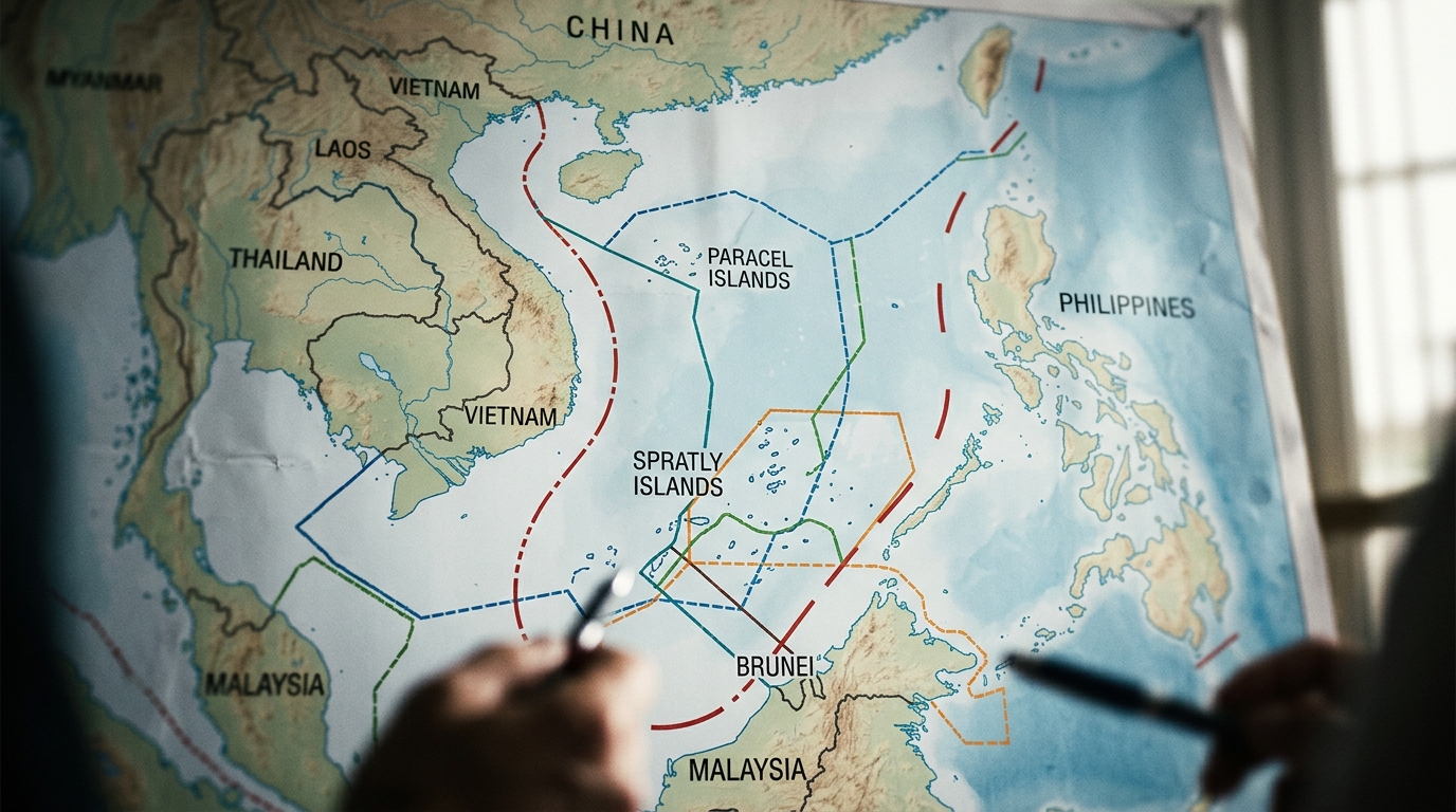Carte des zones disputées en mer de Chine méridionale