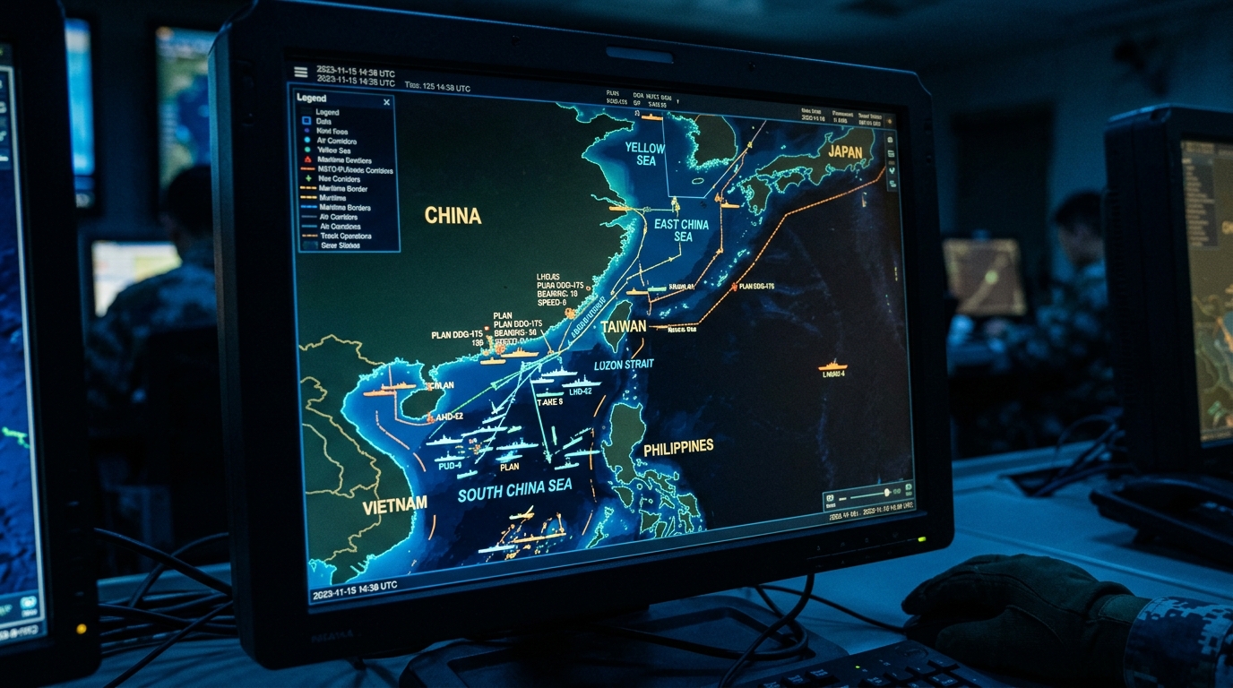 Carte numérique de positions navales en Asie de l'Est