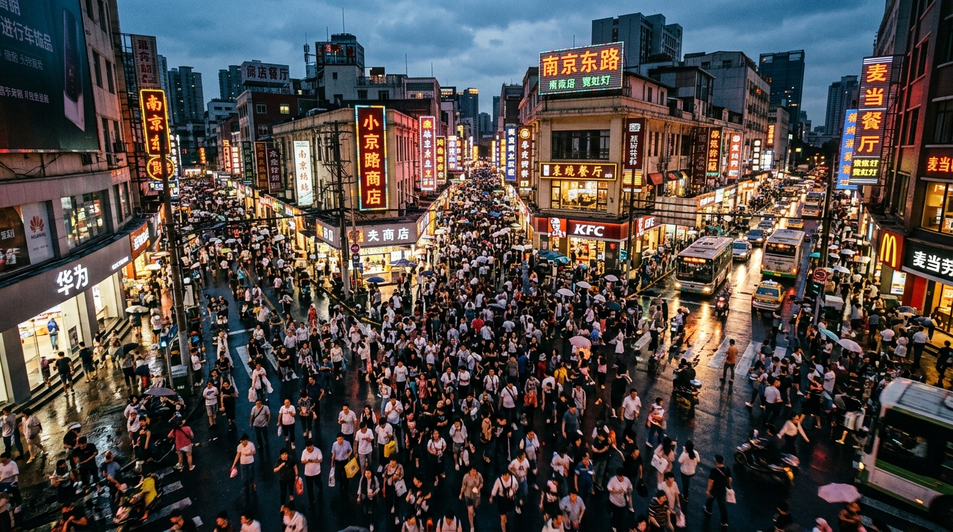 Centre commercial chinois animé avec utilisateurs de smartphones