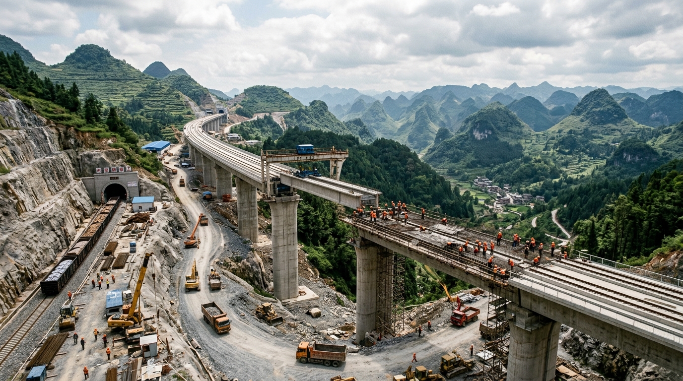Chantier ferroviaire cofinancé par des fonds chinois en Europe du Sud-Est