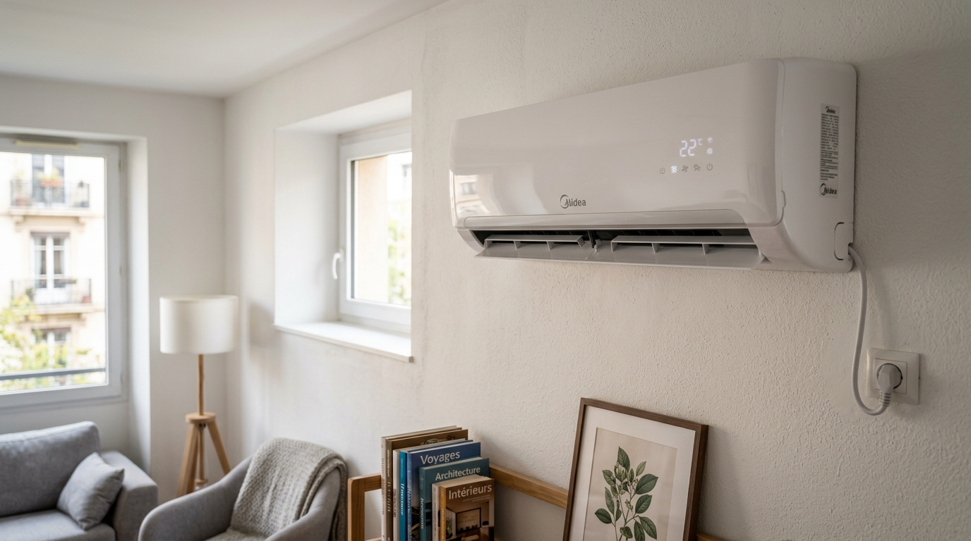 Climatiseur Midea installé dans un appartement européen