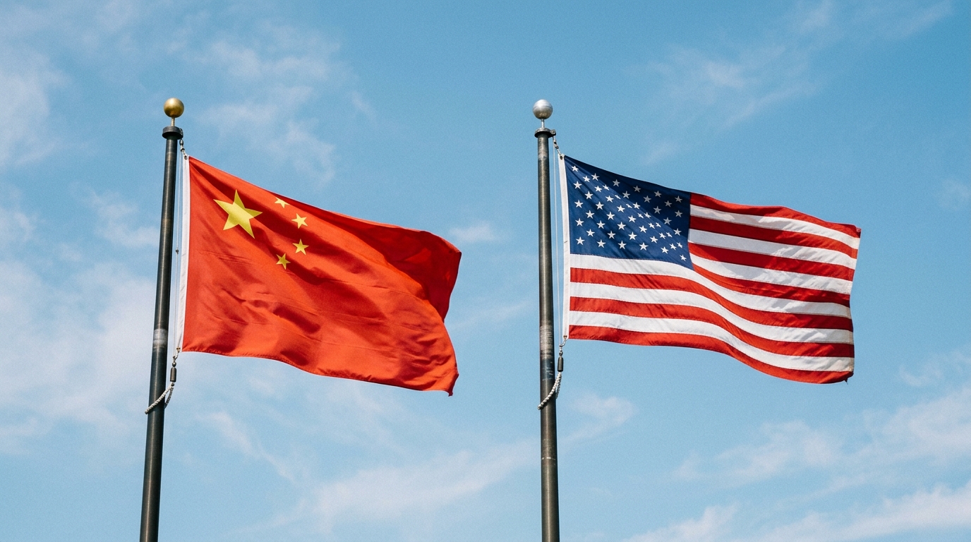 Drapeaux chinois et américains côte à côte