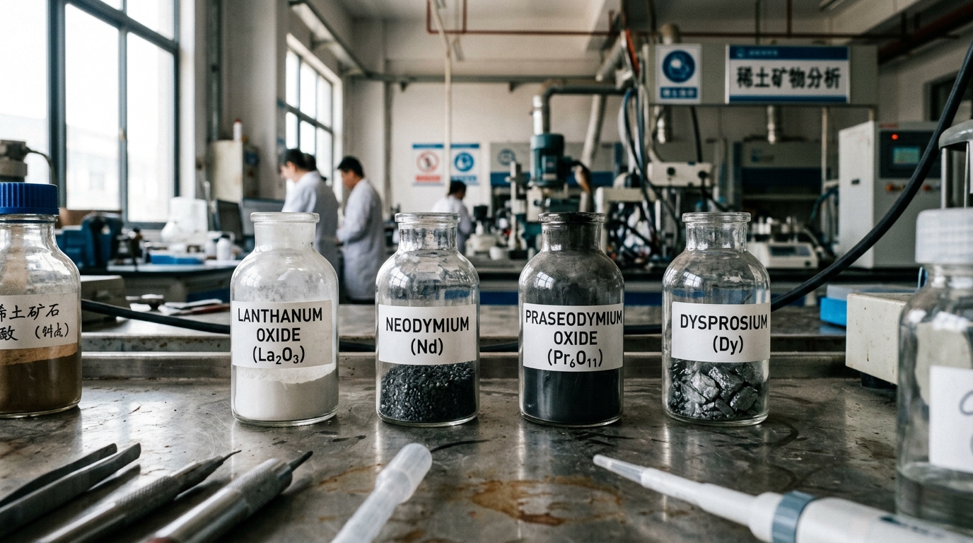 Échantillons de terres rares dans un laboratoire