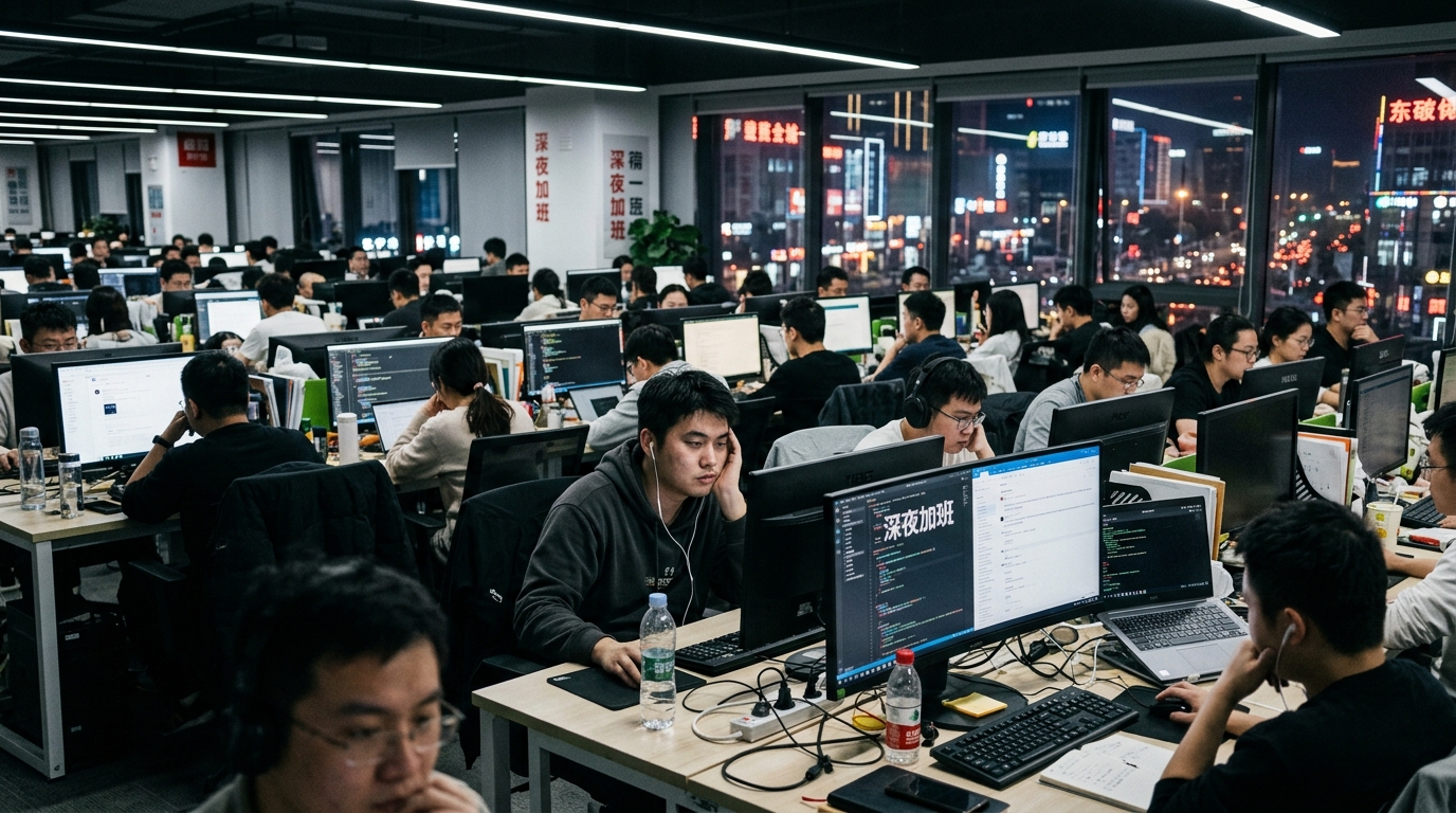 Jeunes travailleurs chinois dans un bureau urbain sous pression