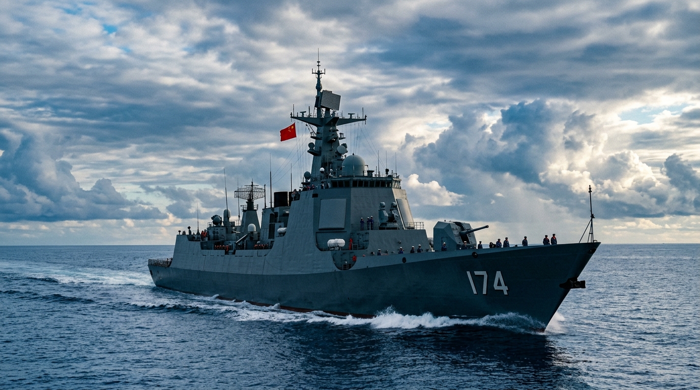 Navire de patrouille naviguant dans les eaux du Pacifique