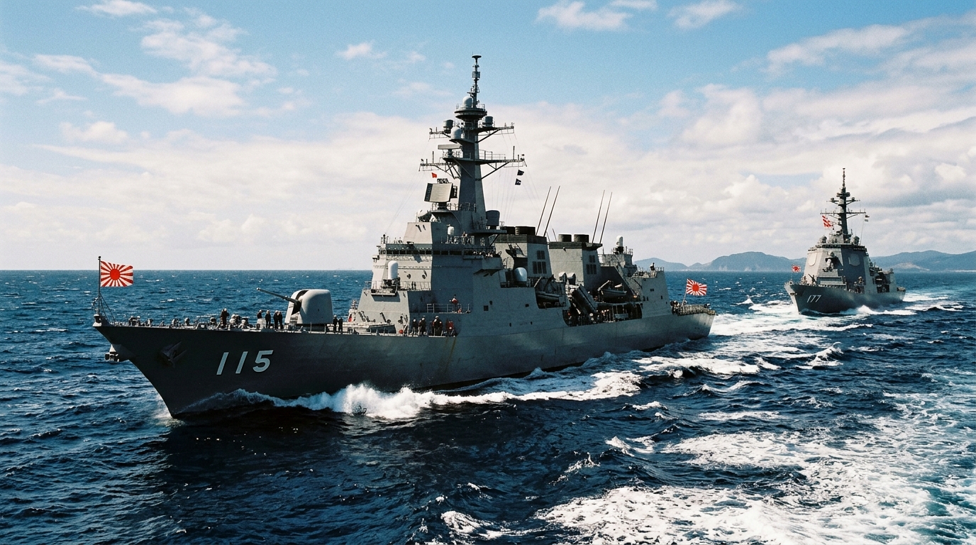 Navires de guerre japonais en mer