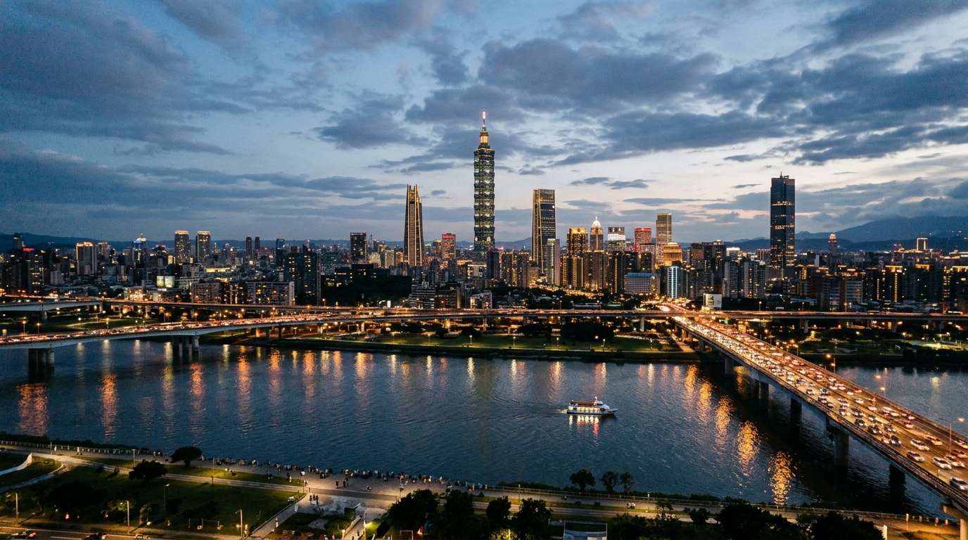 Panorama de Taipei au crépuscule