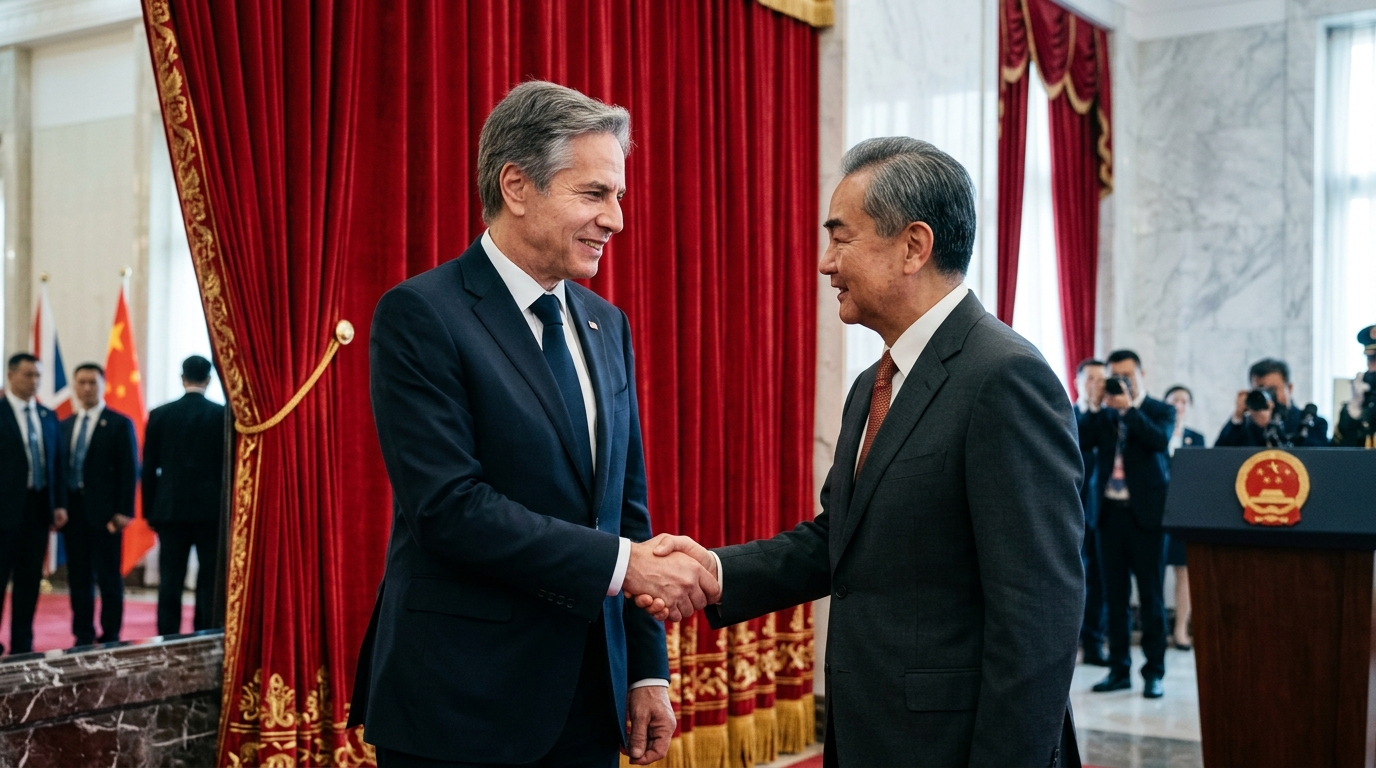 Poignée de main diplomatique lors d'une rencontre officielle