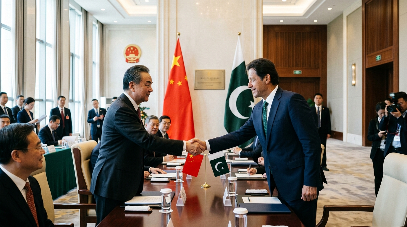 Poignée de main lors d'une cérémonie de signature sino-pakistanaise