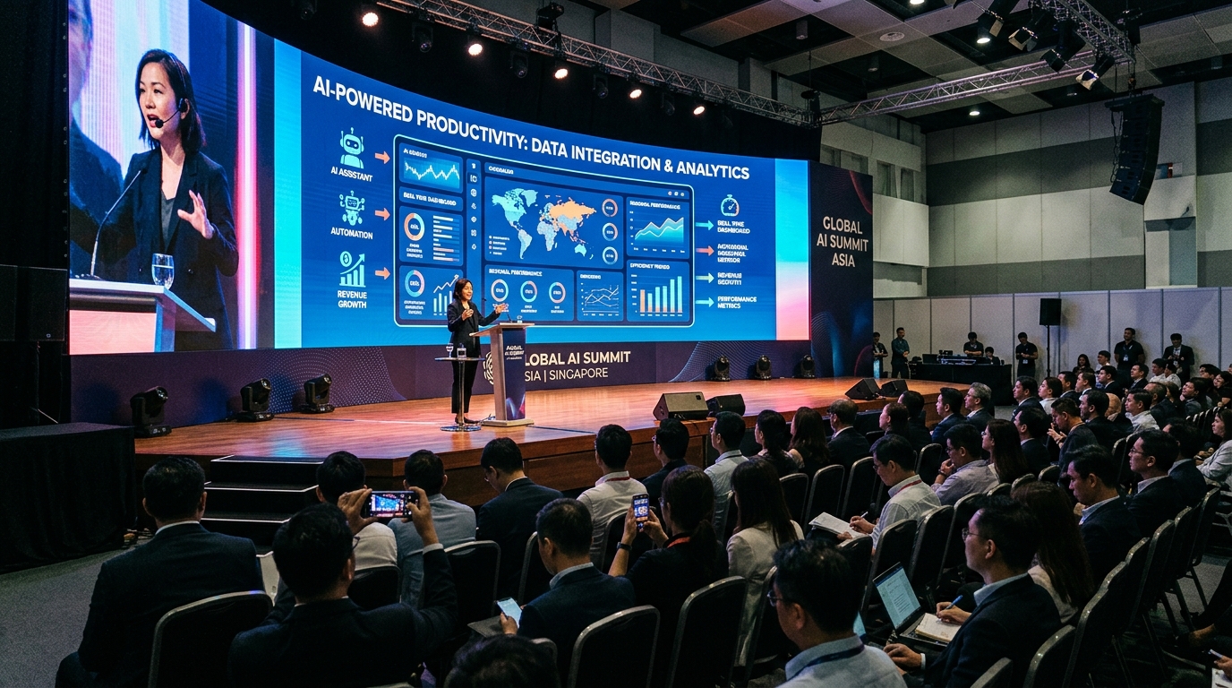 Présentation d'une plateforme IA lors d'un sommet technologique en Asie