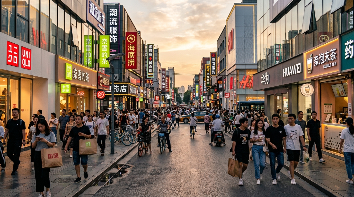 Quartier commerçant animé de Xidan à Pékin