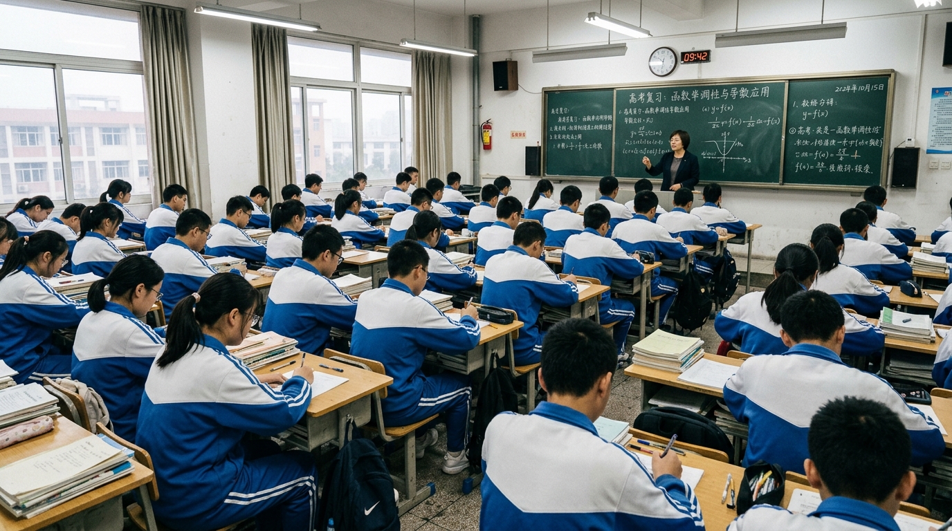 Salle de classe d'une école Shaolin avec des élèves en rang en Chine