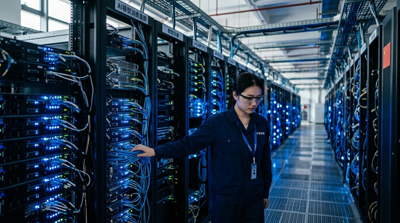 Salle de serveurs d'un datacenter IA en Chine