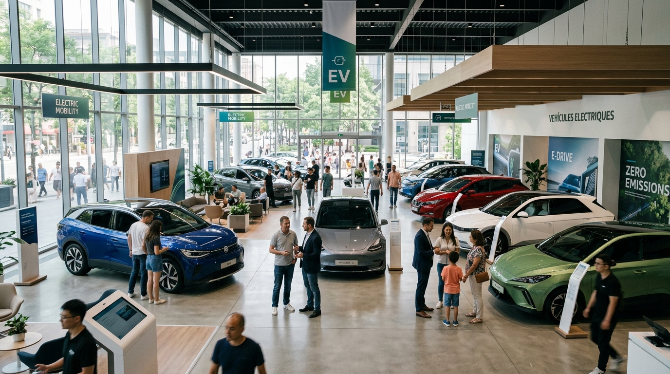 Showroom de voitures électriques en Europe