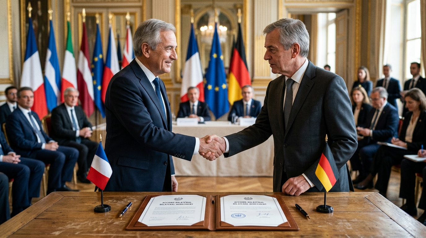 Signature d'un accord diplomatique entre deux dirigeants