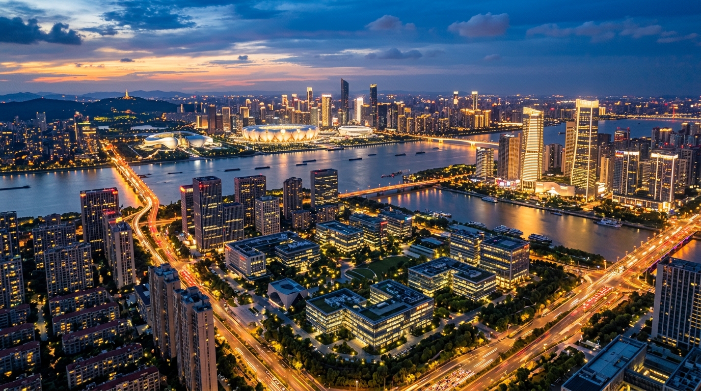 Skyline de Hangzhou, ville d'origine de la start-up DeepSeek