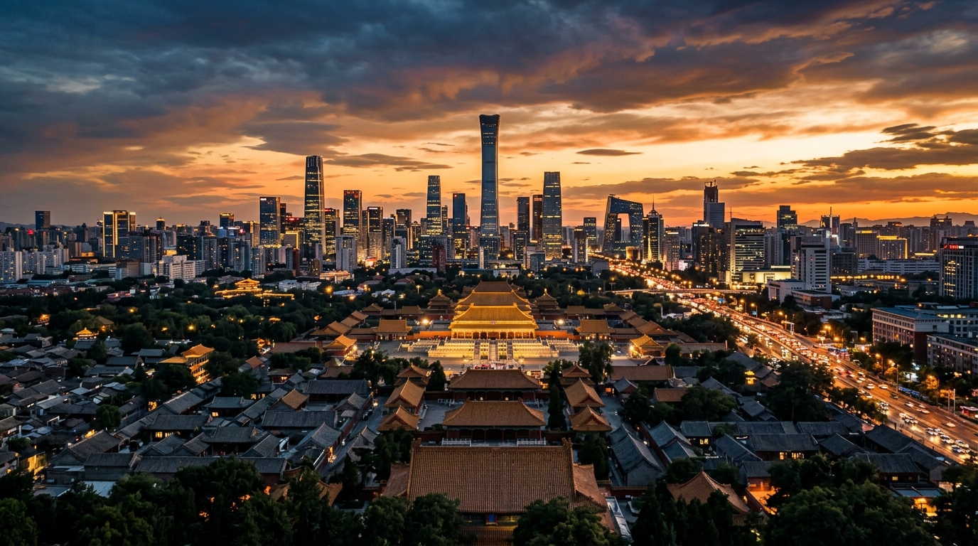 Skyline de Pékin au crépuscule avec gratte-ciels modernes