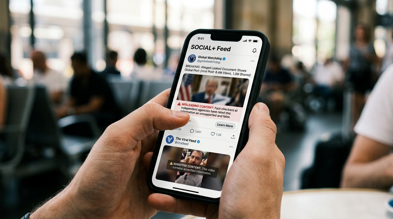 Smartphone affichant des publications virales sur les réseaux sociaux