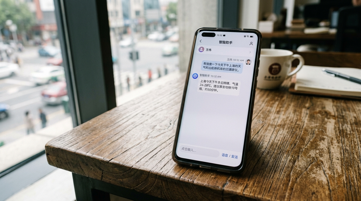 Smartphone affichant une application d'assistant IA chinois