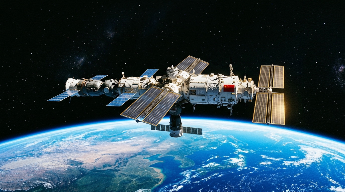 Station spatiale Tiangong en orbite autour de la Terre