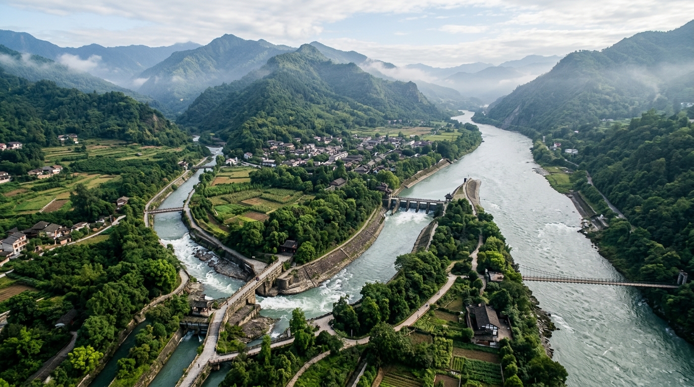 Système d'irrigation antique de Dujiangyan dans le Sichuan en Chine