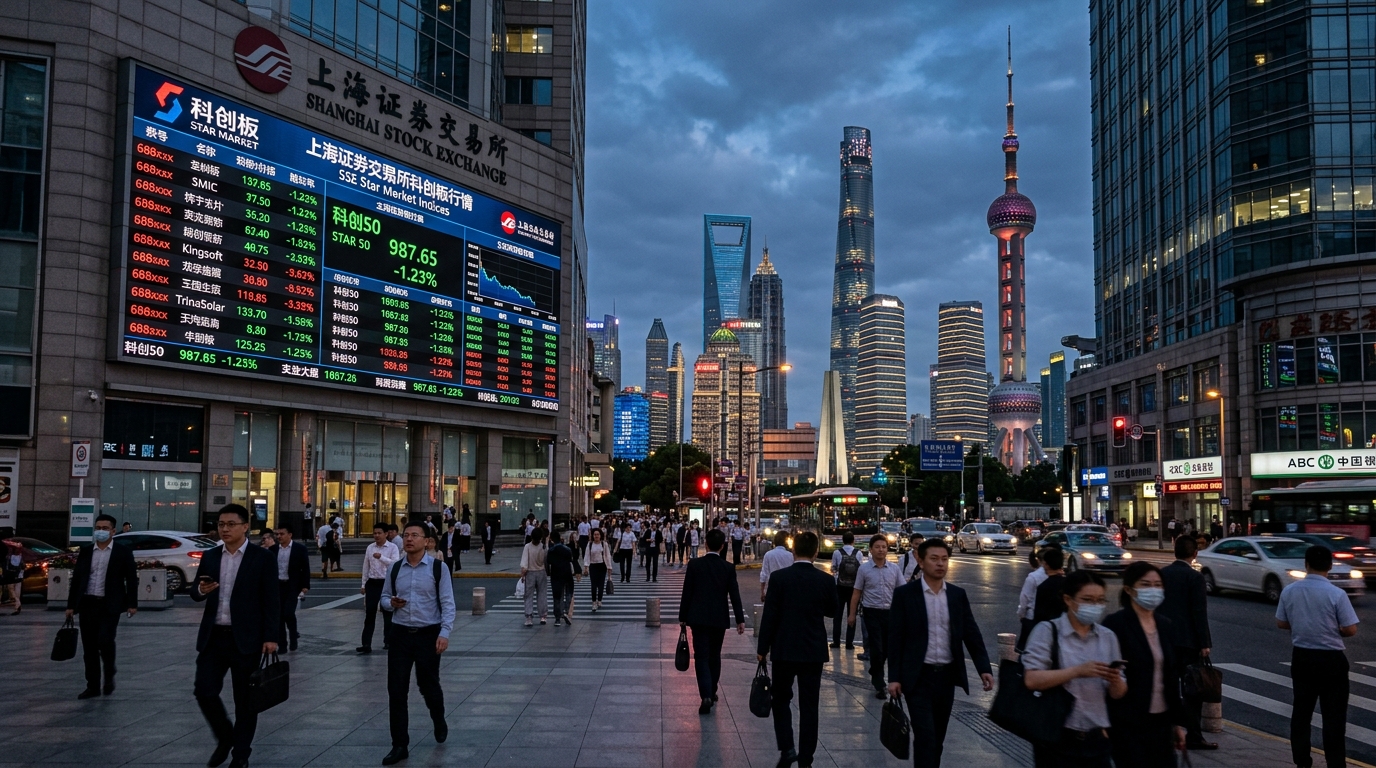 Tableau électronique du Star Market de Shanghai dans le quartier financier
