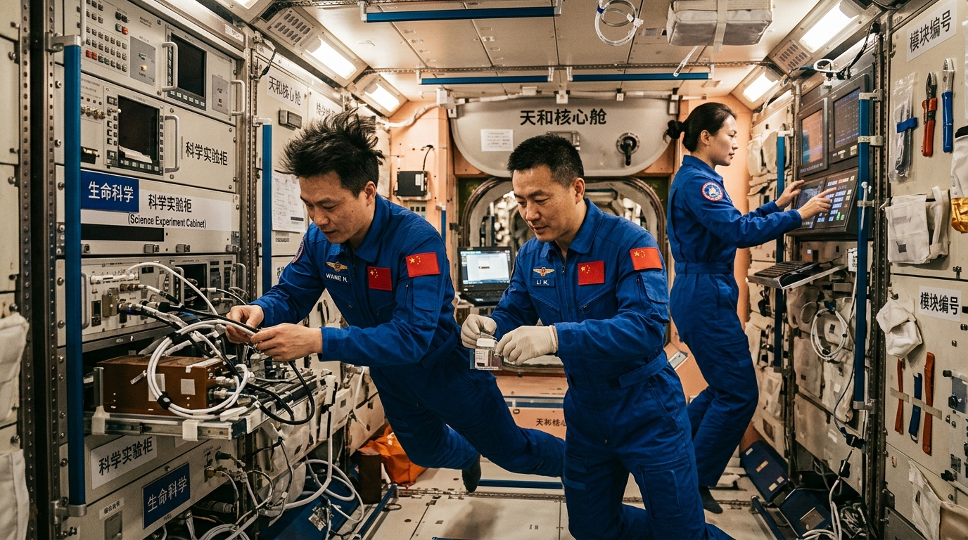 Taikonautes chinois à bord de la station spatiale Tiangong
