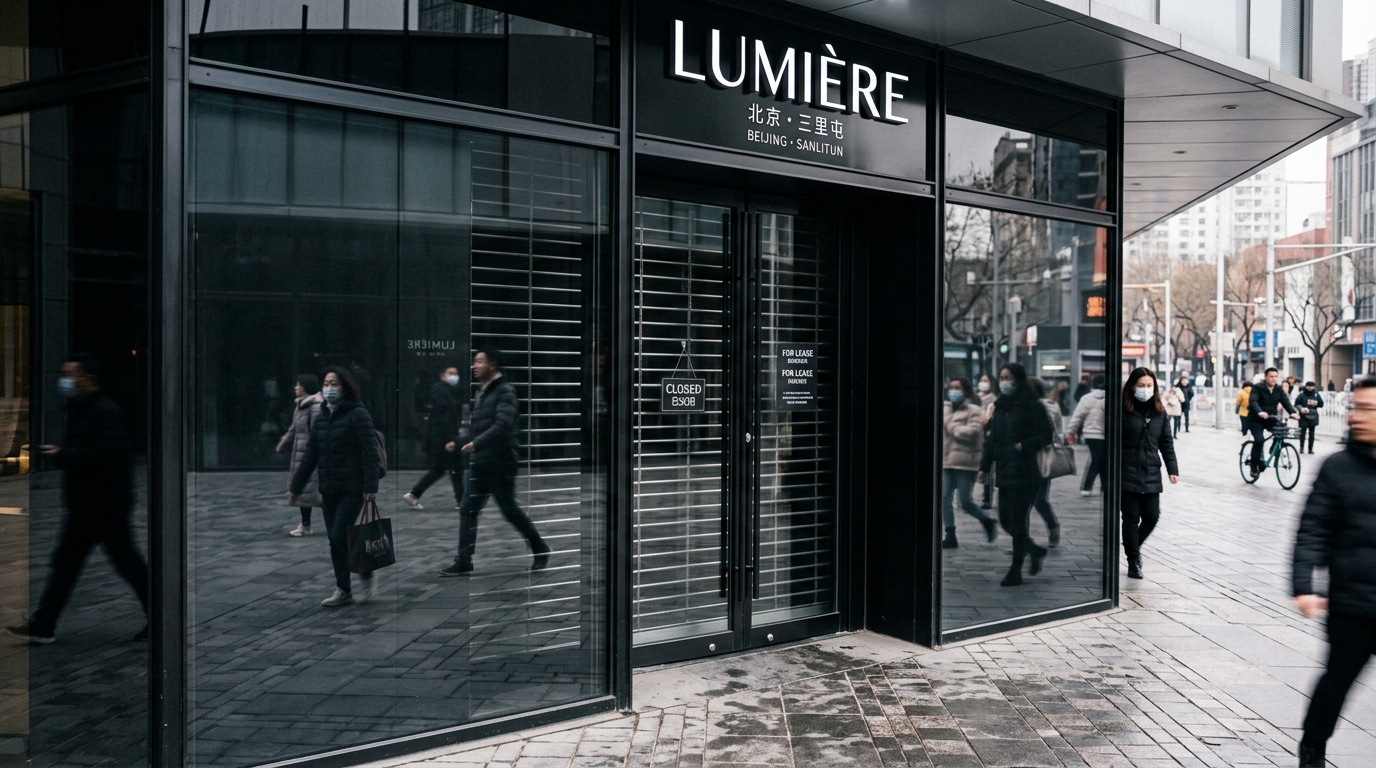 Vitrine fermée d'un grand magasin de luxe à Pékin