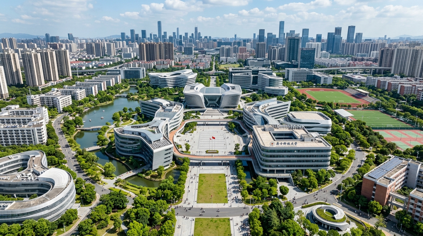 Vue aérienne d'un campus universitaire moderne en Chine