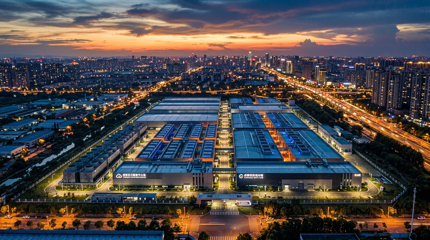 Vue aérienne d'un data center moderne en Chine