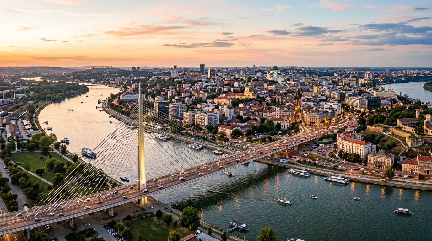 Vue aérienne de Belgrade, capitale de la Serbie