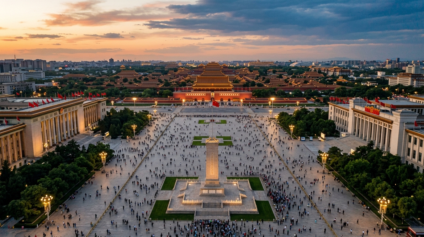 Vue aérienne de la place Tiananmen à Pékin