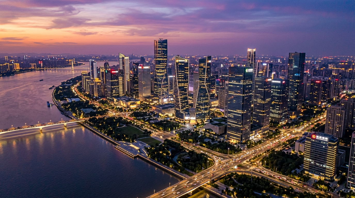 Vue aérienne du quartier tech de Hangzhou, siège de DeepSeek