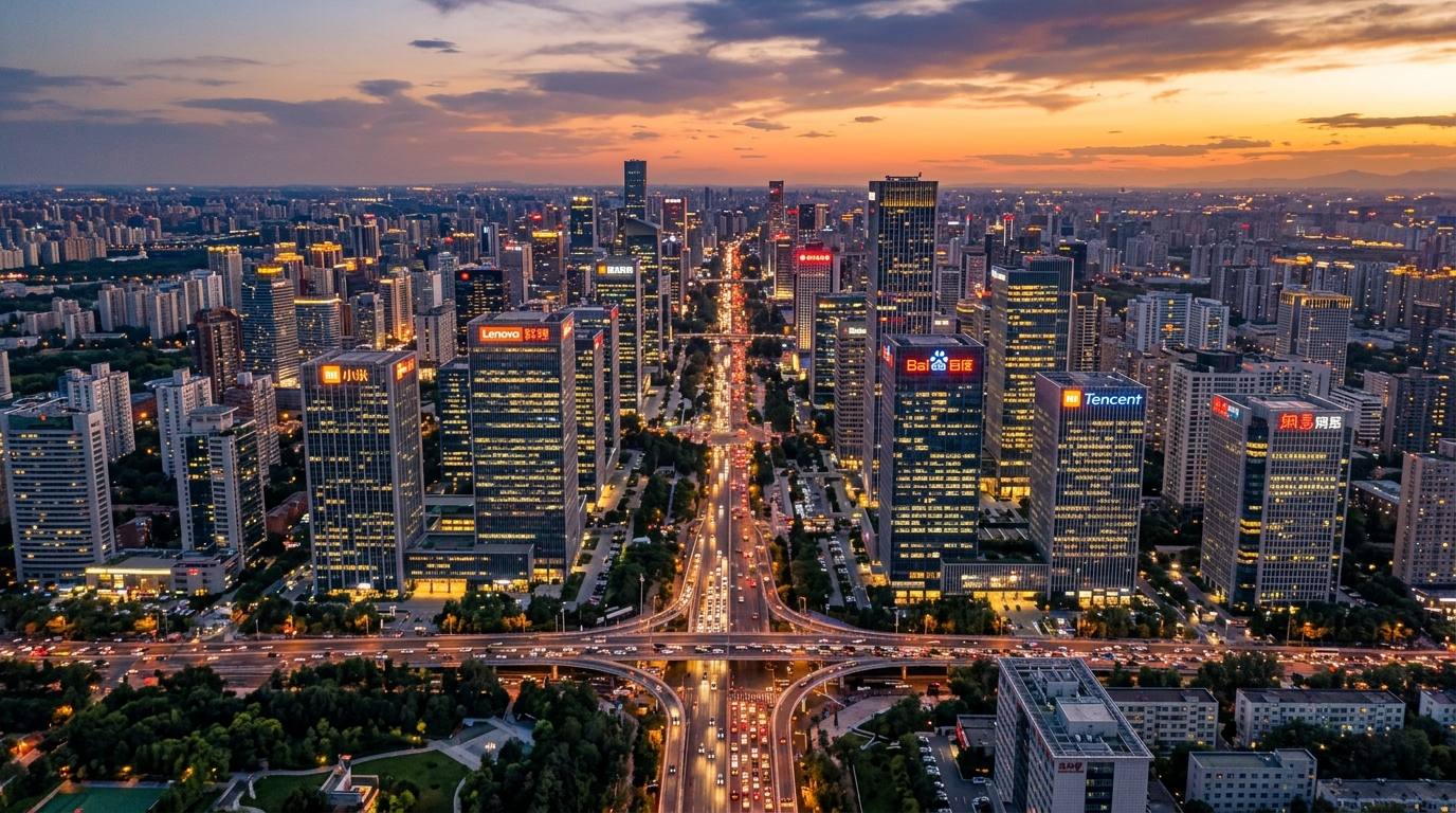 Vue aérienne du quartier technologique de Zhongguancun à Pékin