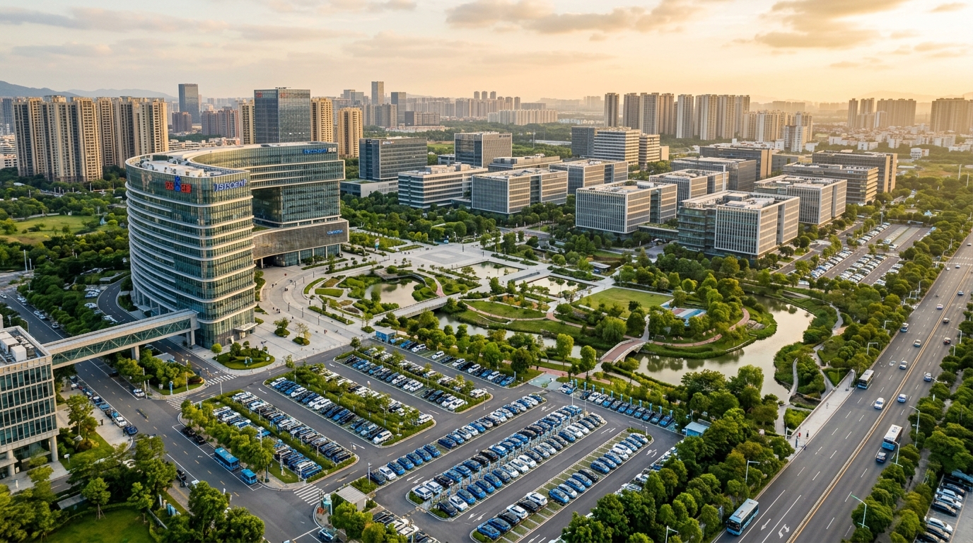 Zone technologique E-Town à Pékin vue du ciel