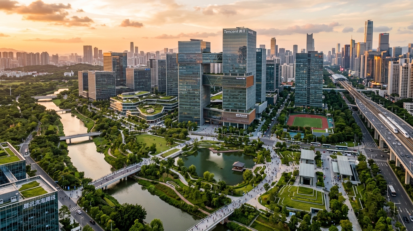 Campus technologique moderne en Chine vue du ciel