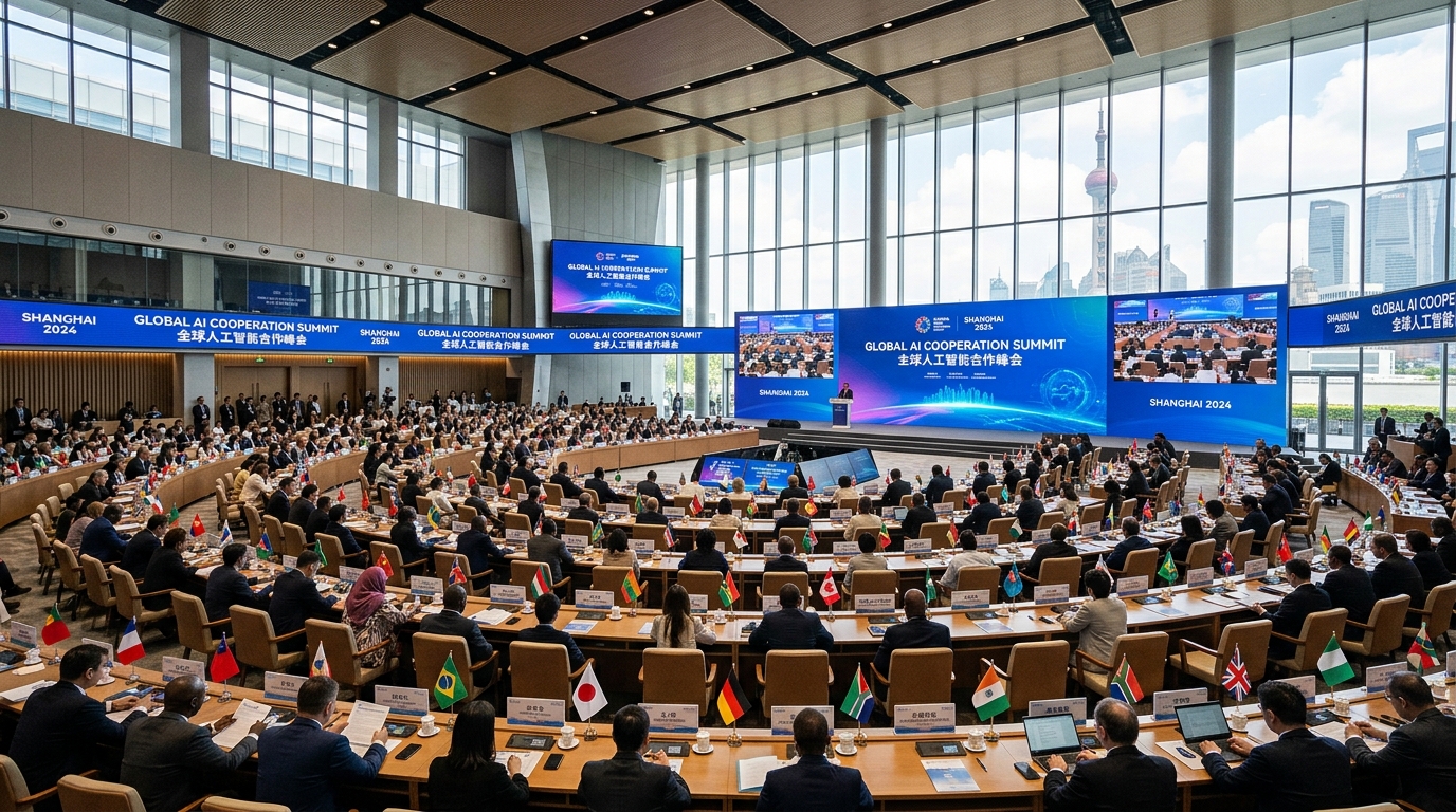 Conférence internationale sur l'IA à Shanghai avec des délégués de plusieurs pays