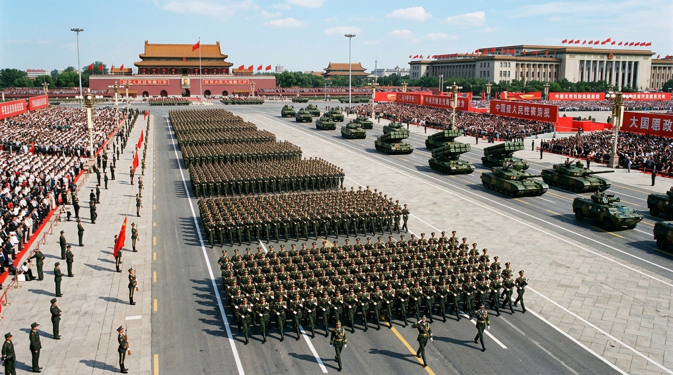 Défilé militaire chinois vu du ciel