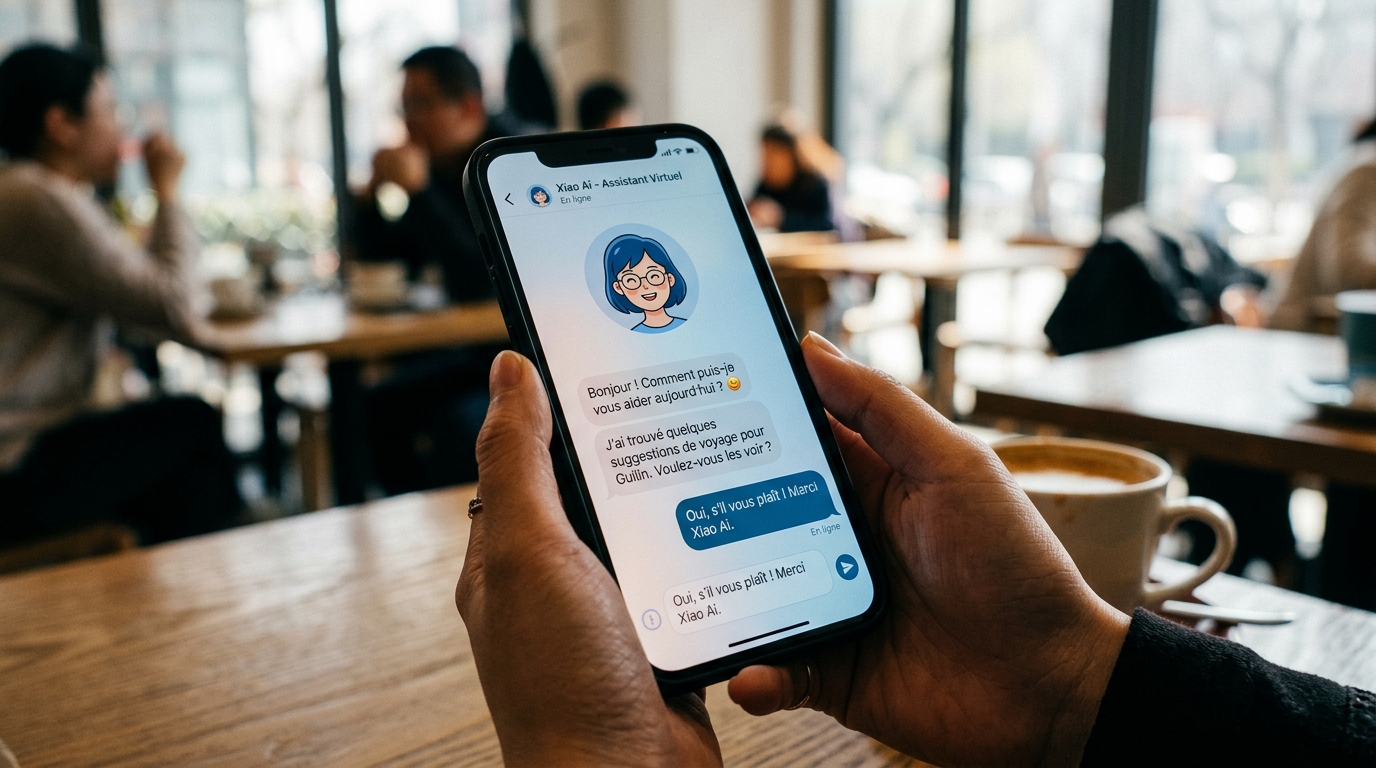 Écran de smartphone affichant une interface de compagnon IA