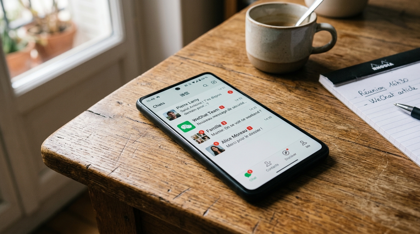 Interface de l'application WeChat sur un smartphone