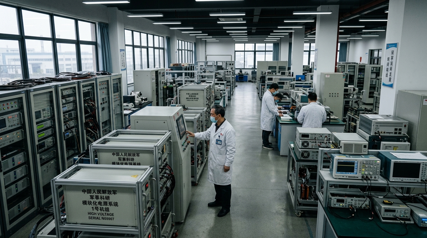 Laboratoire de recherche militaire avec équipements électroniques modulaires